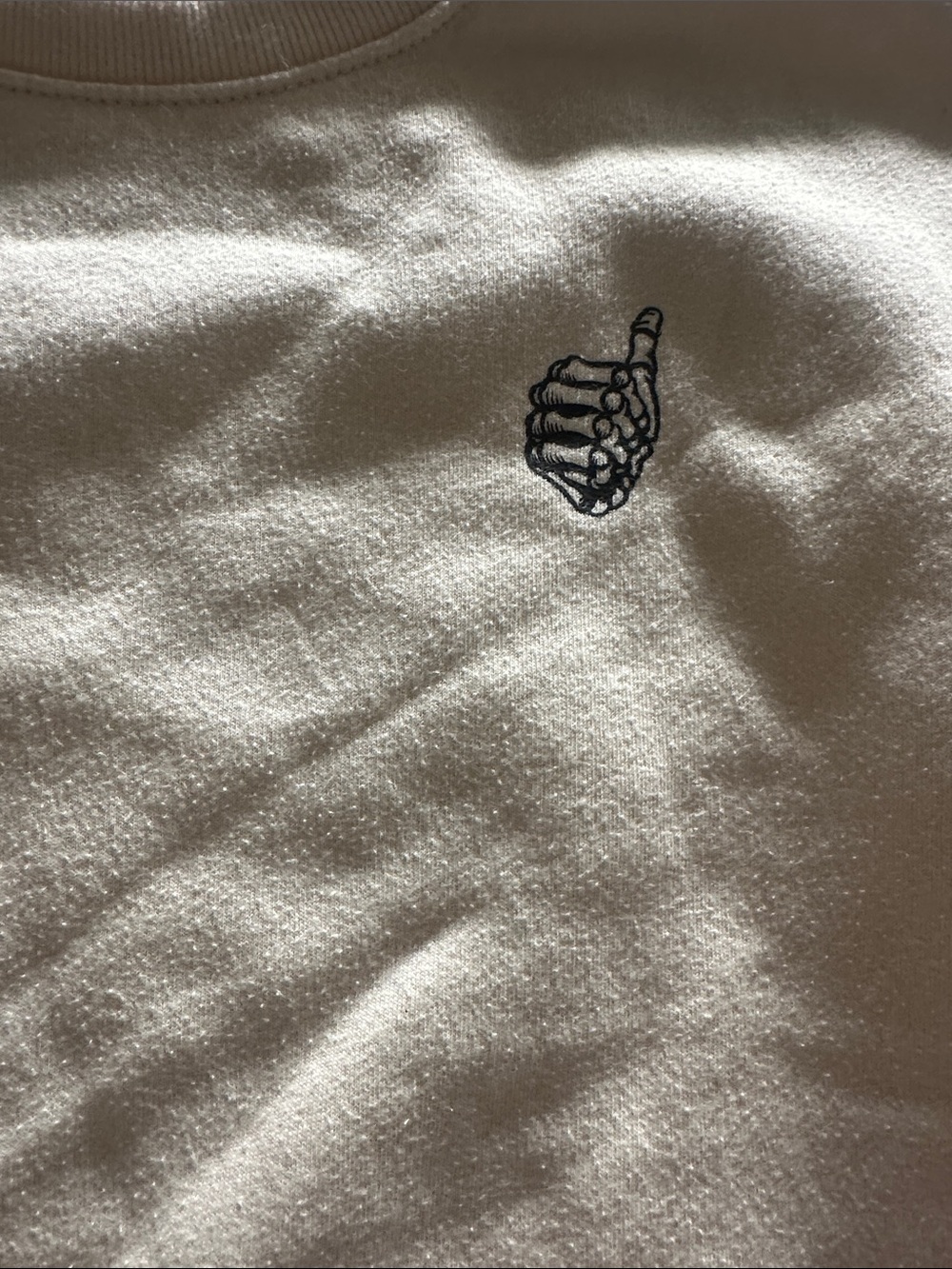 Cat & Jack White Sweatshirt with Black Skeleton Hand Embroidery